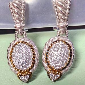 Judith Ripka Oval Drop Clip on Earrings